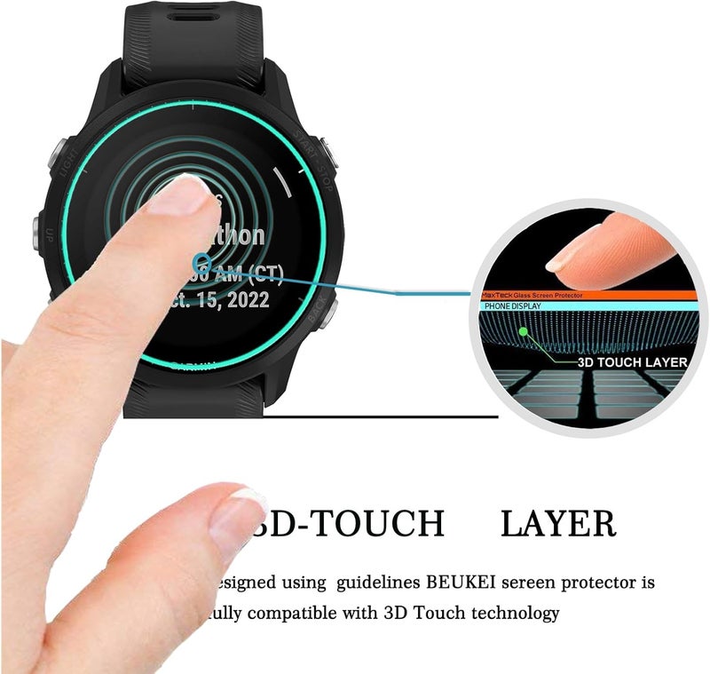 Beukei (4 Pack) Designed for Garmin Forerunner 955/955 Solar Screen Protector Tempered Glass,Touch Sensitive, 9H Hardness - Image 2